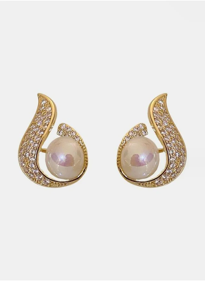 Styli Embellished Faux Pearl Earrings