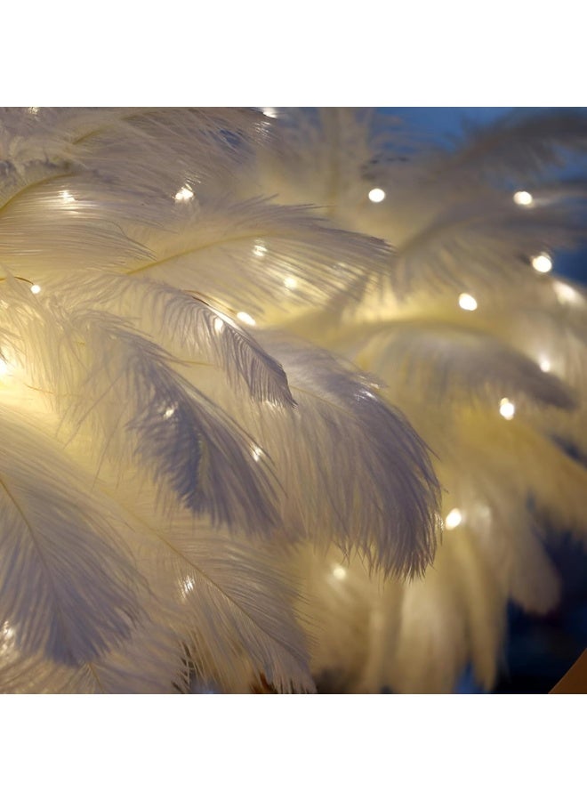 Decorative Feather Night Lamp - Sleek White and Pink LED Light With Remote Control for Nightstands and Special Occasion Ambiance  - Image 4