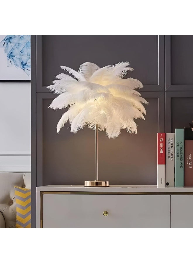 Decorative Feather Night Lamp - Sleek White and Pink LED Light With Remote Control for Nightstands and Special Occasion Ambiance  - Image 2