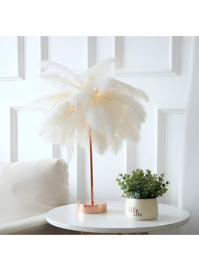 Decorative Feather Night Lamp - Sleek White and Pink LED Light With Remote Control for Nightstands and Special Occasion Ambiance  - Image 5