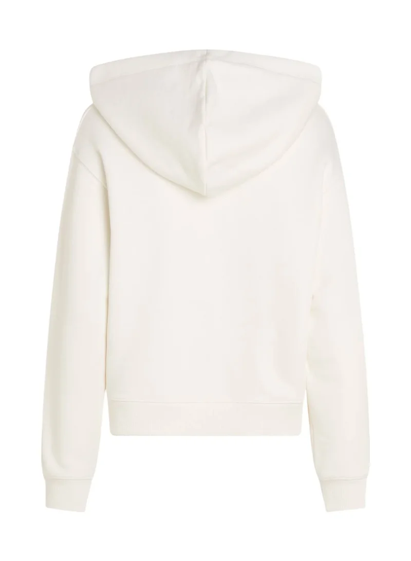 TOMMY HILFIGER Women's Logo Zip-Thru Hoody, White - Cotton