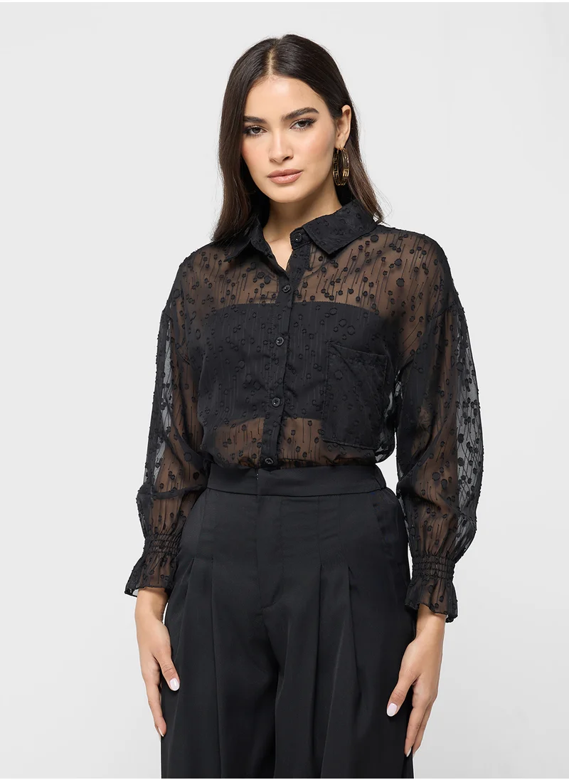 ELLA Button Down Sheer Shirt