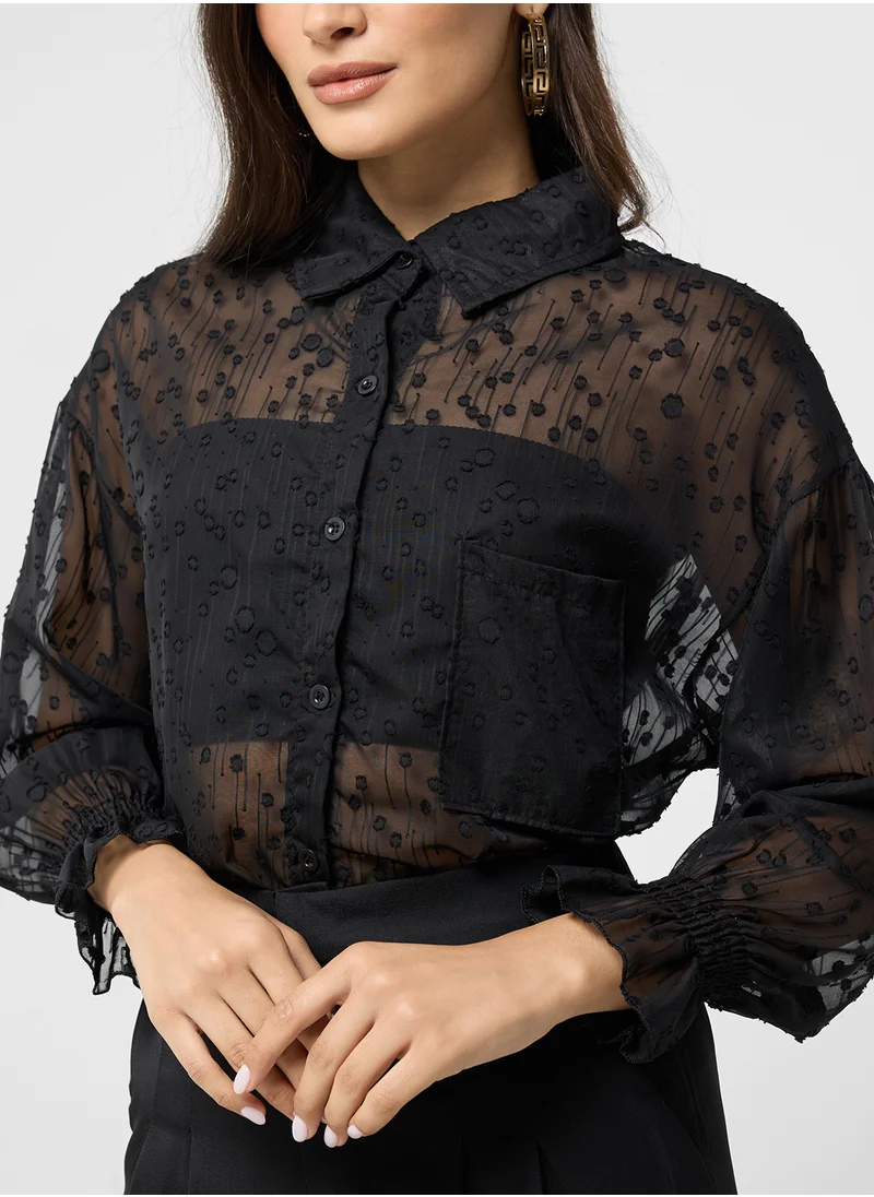 ايلا Button Down Sheer Shirt