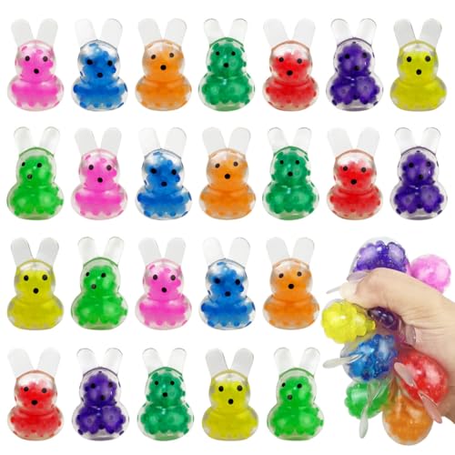 Anditoy 24 PCS Mini Easter Bunny Squeeze Toys Stress Balls Stress Relief Toys for Easter Basket Stuffers Egg Fillers Gifts Party Favors - Image 1