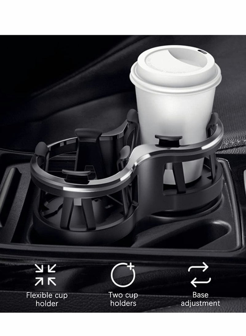Car Double-hole Water Cup Holder Multi-function Thermos Tea Cup Beverage Mobile Phone Holder with Adjustable Detachable Base Double-sided Tape Car Modification Accessories - Image 5