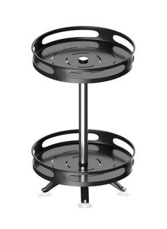 spa luxetique Rotating Spice Rack Organizer for Cabinet Kitchen 2 Tier Large Metal lazy Susan Spinning Turntable Tiered Vertical Storage Rack Self Black  - Image 1