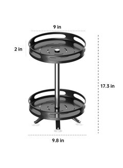 spa luxetique Rotating Spice Rack Organizer for Cabinet Kitchen 2 Tier Large Metal lazy Susan Spinning Turntable Tiered Vertical Storage Rack Self Black  - Image 3