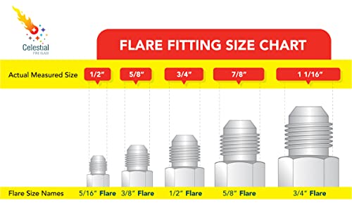 Celestial Fire Glass Celestial 3/8" Male Flare by 1/2" Female NPT Coupling, Brass Adapter for Outdoor Gas Fire Pits, Fireplaces, and Grills - Image 4
