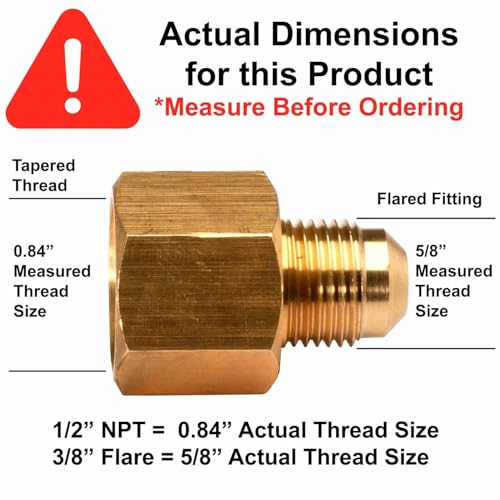 Celestial Fire Glass Celestial 3/8" Male Flare by 1/2" Female NPT Coupling, Brass Adapter for Outdoor Gas Fire Pits, Fireplaces, and Grills - Image 2