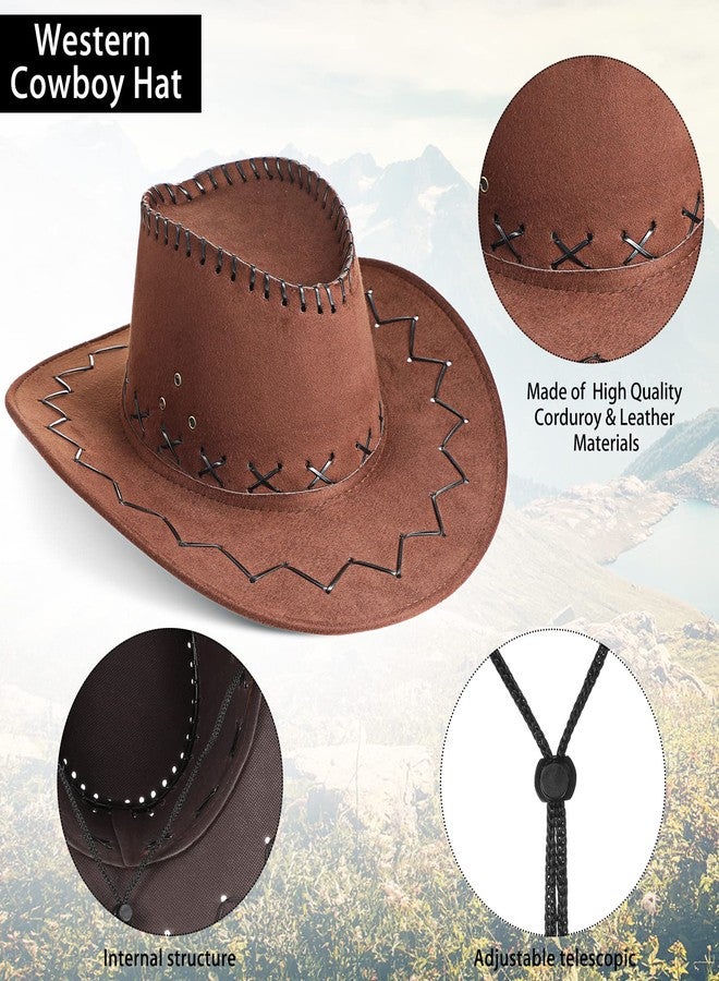 Zhanmai 12 Pieces Cowboy Hats and Bandanas Bulk Western Cowboy Cowgirl Hats Costume Party Favors (Deep Coffee Color) - Image 5