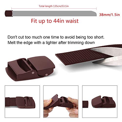 ZORO Men's Nylon Fabric Belt for Men, Plastic Flap Buckle, fits on upto 40 inches waist size (Brown, 1) - Image 4