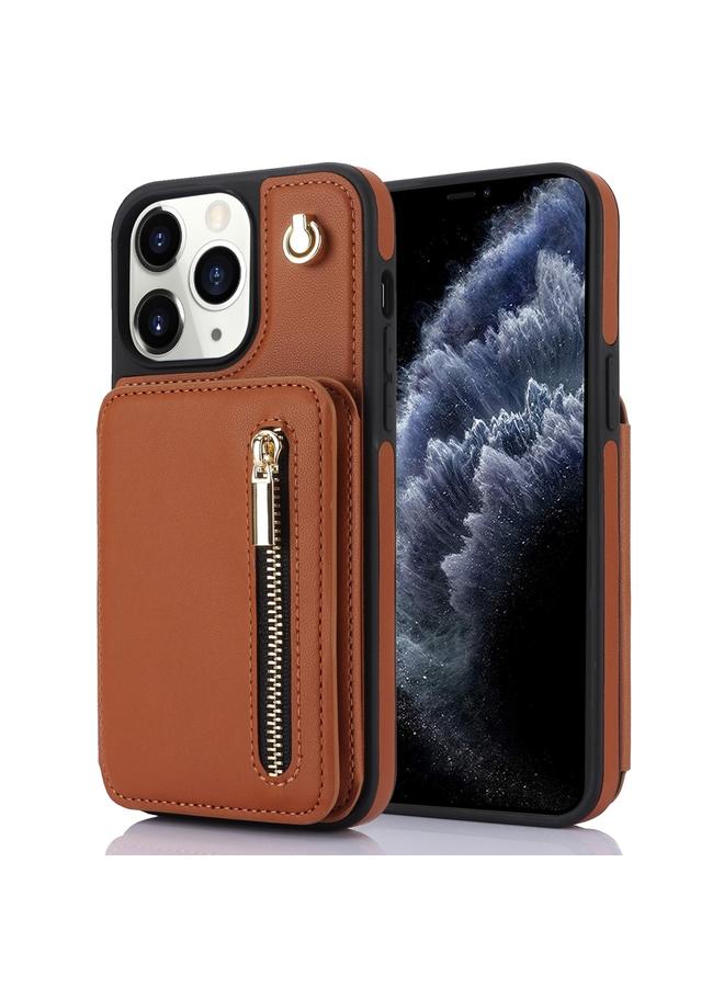 زبون جراب هاتف iPhone 11 Pro Max YM006 بسحاب وحقيبة بطاقات مع حبل مزدوج - Image 1