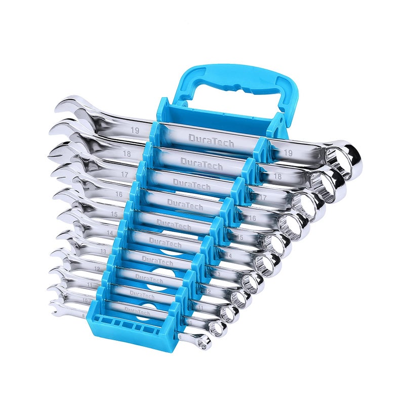 DURATECH Combination Wrench Set, Metric, 11-Piece, 8, 10, 11, 12, 13, 14, 15, 16, 17, 18, 19mm, 12-Point, CR-V Steel, Organized in Wrench Holder - Image 1