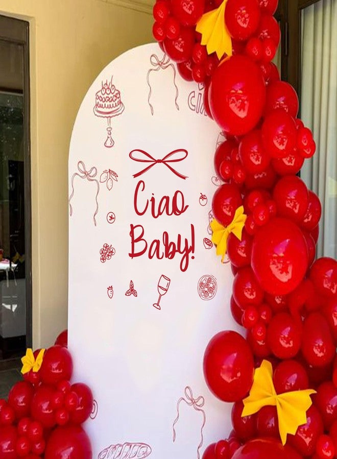 Capiont Ciao Baby Decal - Ciao Bambino Baby Shower Decor,Italian Themed Gender Reveal Party Decor Decal, Wine Tomato Pizza Bow Sign Welcome Baby Party Balloon Arch Backdrop Decal (red ciao Baby) - Image 5