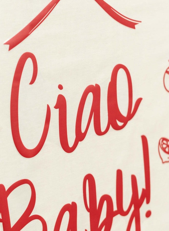 Capiont Ciao Baby Decal - Ciao Bambino Baby Shower Decor,Italian Themed Gender Reveal Party Decor Decal, Wine Tomato Pizza Bow Sign Welcome Baby Party Balloon Arch Backdrop Decal (red ciao Baby) - Image 4