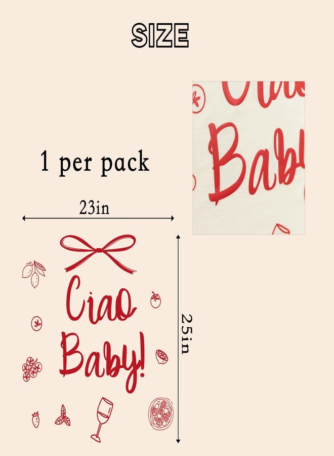 Capiont Ciao Baby Decal - Ciao Bambino Baby Shower Decor,Italian Themed Gender Reveal Party Decor Decal, Wine Tomato Pizza Bow Sign Welcome Baby Party Balloon Arch Backdrop Decal (red ciao Baby) - Image 2