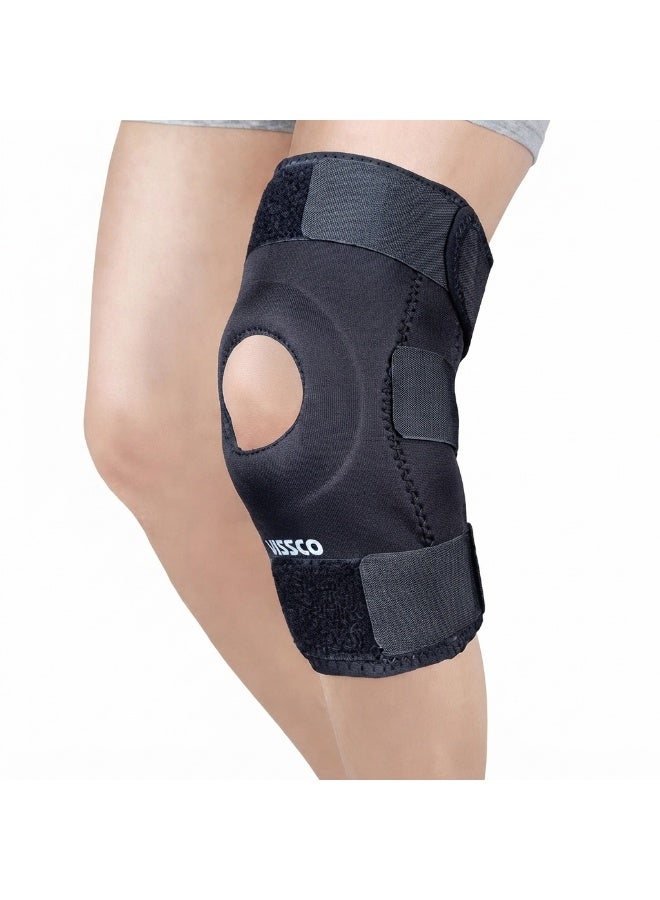 Vissco Functional Knee Support Brace, Compression Knee Sleeve for Pain Relief & Sports, Large, Black, Single - Image 1
