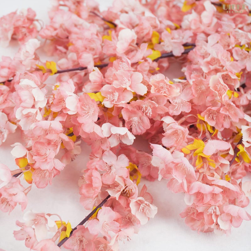 Uieke Silk Cherry Blossom Branches, 39.3in Artificial Cherry Blossom Tree Stems, Fake Plum Blossom Flowers Arrangement for Wedding Home Japanese Decor, Set of 3, Pink - Image 4