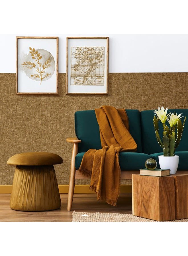 WADILE Brown Grasscloth Adhesive Furniture Wallpaper, 39.9 x 199.9 cm, Self-Adhesive Fabric Wallpaper - Image 3