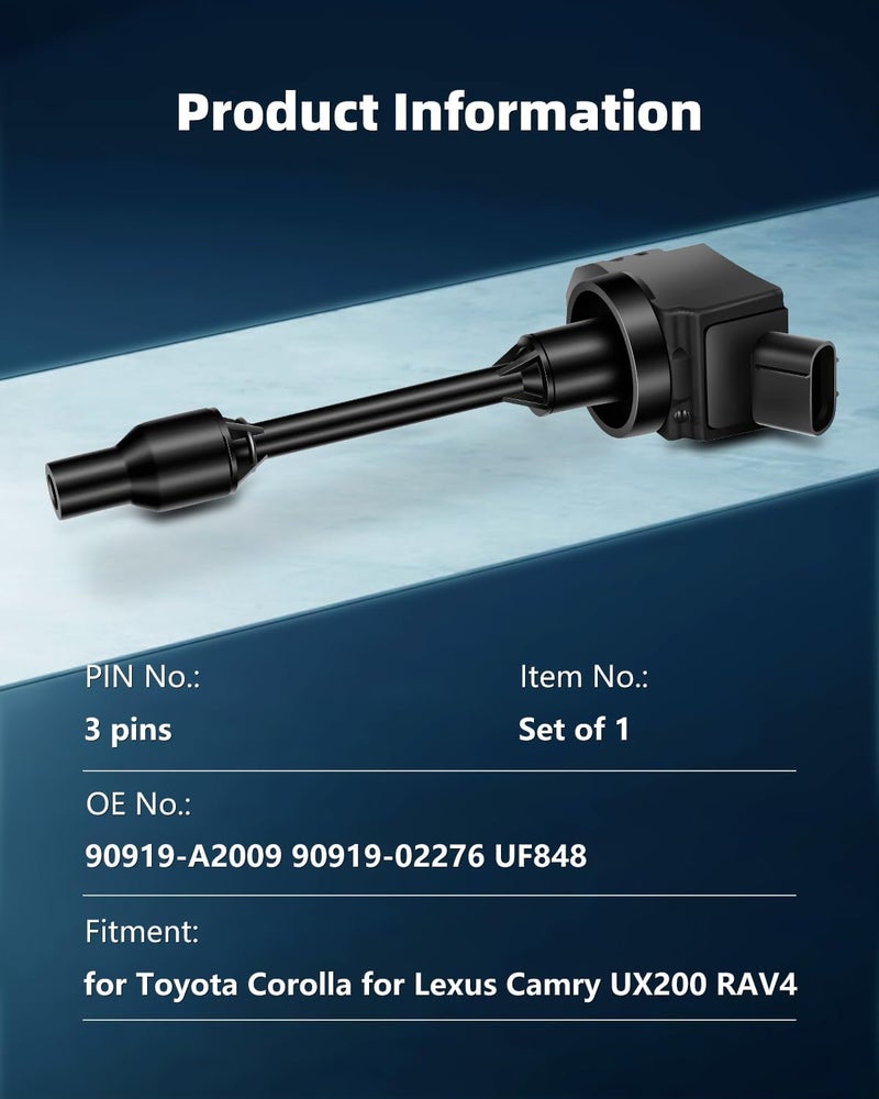 ECCPP ignition coils Pack of 1 UF848,coils packs,for Toyota &,for Lexus Vehicles - 1.8L 2.0L 2.5L - Camry 2018-2023,Corolla 2019 2020 2021 2022 2023,RAV4 2019-2023,ES250 2021 2022 2023 - Image 2