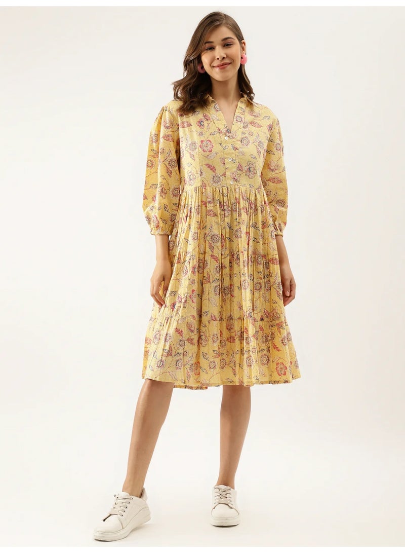 Sunshine Floral  Tired Dress- Pure Cotton - Image 1