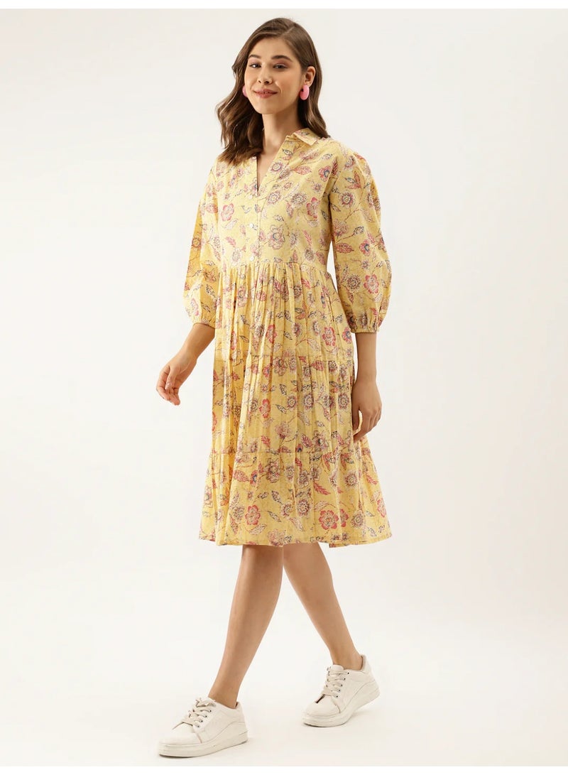 Sunshine Floral  Tired Dress- Pure Cotton - Image 4