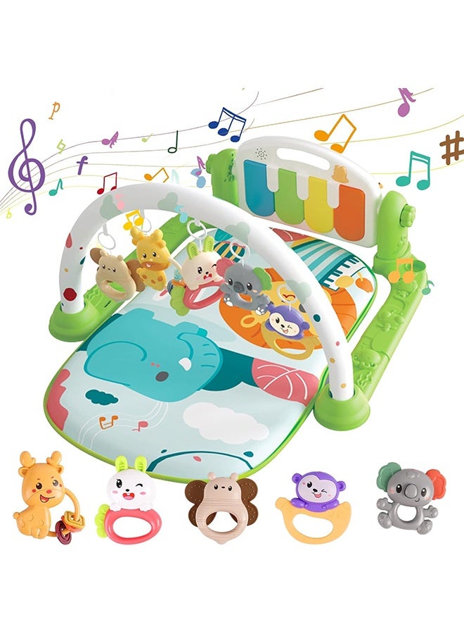 Beauenty Play Mats for Baby Gyms, Kick and Play Piano Gym Mats, Detachable Tummy Time Mat with Music and Lights, Musical Electronic Learning Toys, Activity Center for Babies and Toddlers - Image 1