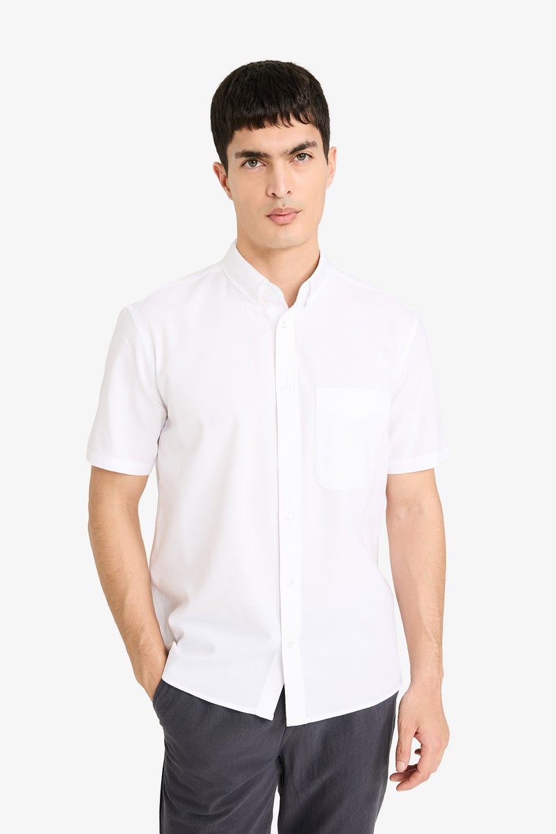 DeFacto White Man Basic Long Sleeves Cotton Shirt Casual - Image 3