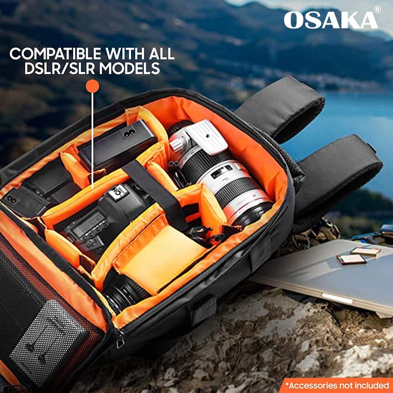 OSAKA Pro Series-11 Waterproof DSLR Backpack Camera Bag, Lens Accessories Carry Case for Nikon, Canon, Olympus, Pentax & Others-Made in India - Image 5