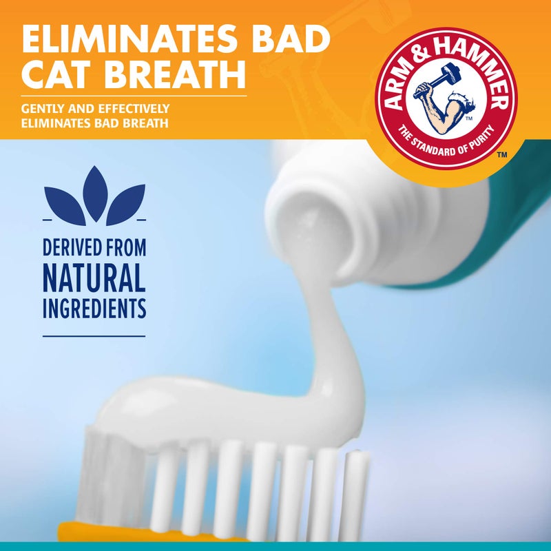 Arm & Hammer for Pets Dental Kit for Cats | Eliminates Bad Breath | 3 Piece Set Includes Cat Toothpaste, Cat Toothbrush & Cat Fingerbrush in Tasty Tuna Flavor,2.5 ounces - Image 2