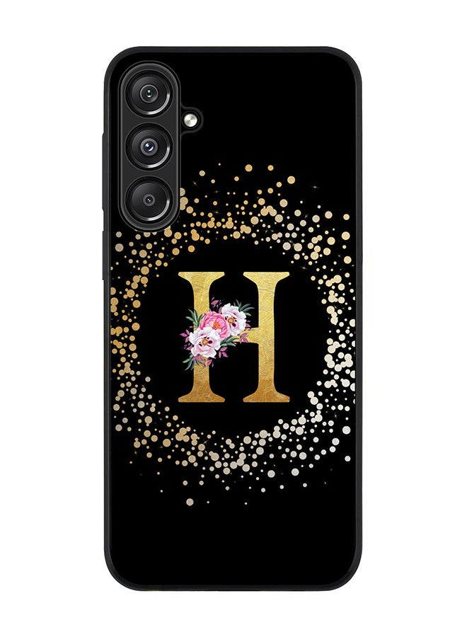 Stylizedd For Samsung Galaxy A16 / A16 5G Case,Slim fit Camera Protection, Shockproof Thin Phone cover - Custom Monogram Floral - H ( Black ) - Image 1