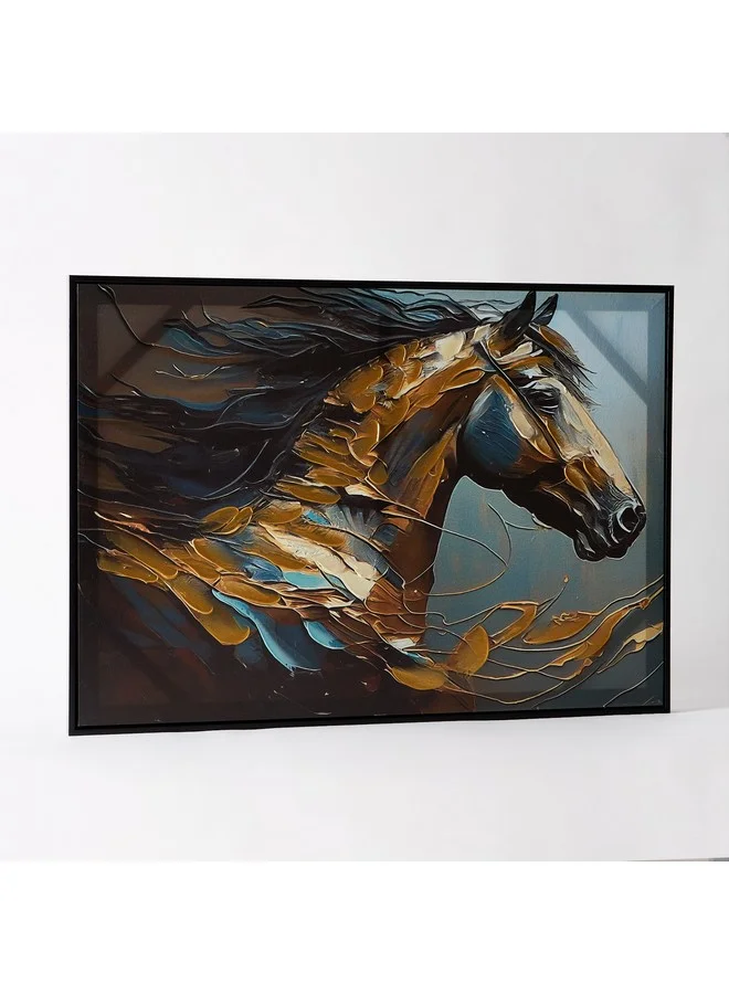 هوم بوكس لوحة فنية "حصان الجري" من إرسل مرسومة يدوياً 50x70x2.5 سم