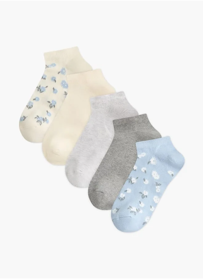 Celeste Women's Assorted Non Terry Ankle Length Socks - Set of 5