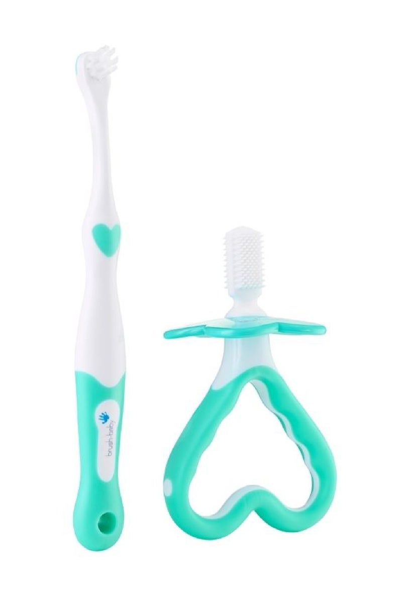 Brush-Baby First Toothbrush & Teether Set | Soft Bristles | Flower Safety Guard | 0–18 Months - Image 1