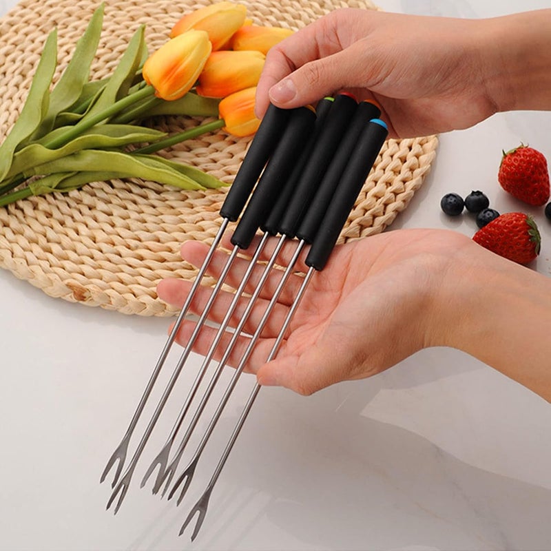 Fdit 6 Pcs Stainless Steel Fondue Forks, Long Forks Cheese Fondue Forks for Chocolate Fountain Cheese Fondue Roast - Image 5