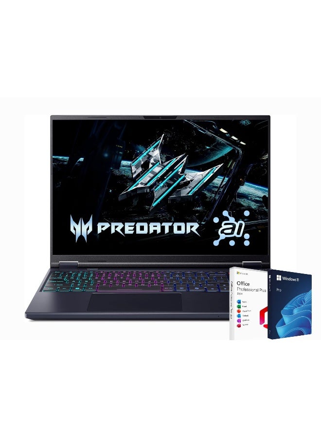 أيسر Predator Helios NEO 16 AI  Gaming Laptop, Intel Core Ultra 9-275HX, 16 Inch WQXGA OLED 240Hz , 32GB RAM, 1TB SSD, NVIDIA RTX 5060 8GB, Win 11  Pro, English,   Black + Life Time Office 2024 English Obsidian Black - Image 1