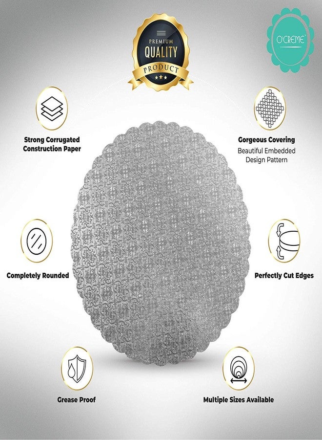 O'Creme Silver-Top Scalloped Round Cake and Pastry Board 3/32 Inch Thick, 8 Inch Diameter - Pack of 10 - Image 2