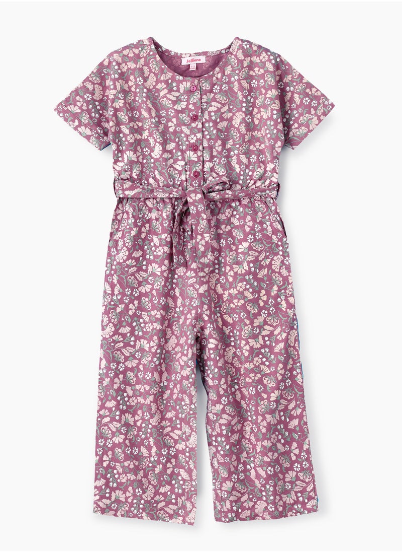 Jelliene Blooming Fun: Girls' Viscose Floral Print Jumpsuit  - Image 4