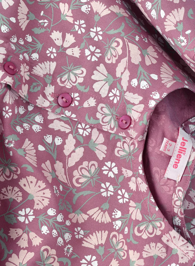 Jelliene Blooming Fun: Girls' Viscose Floral Print Jumpsuit