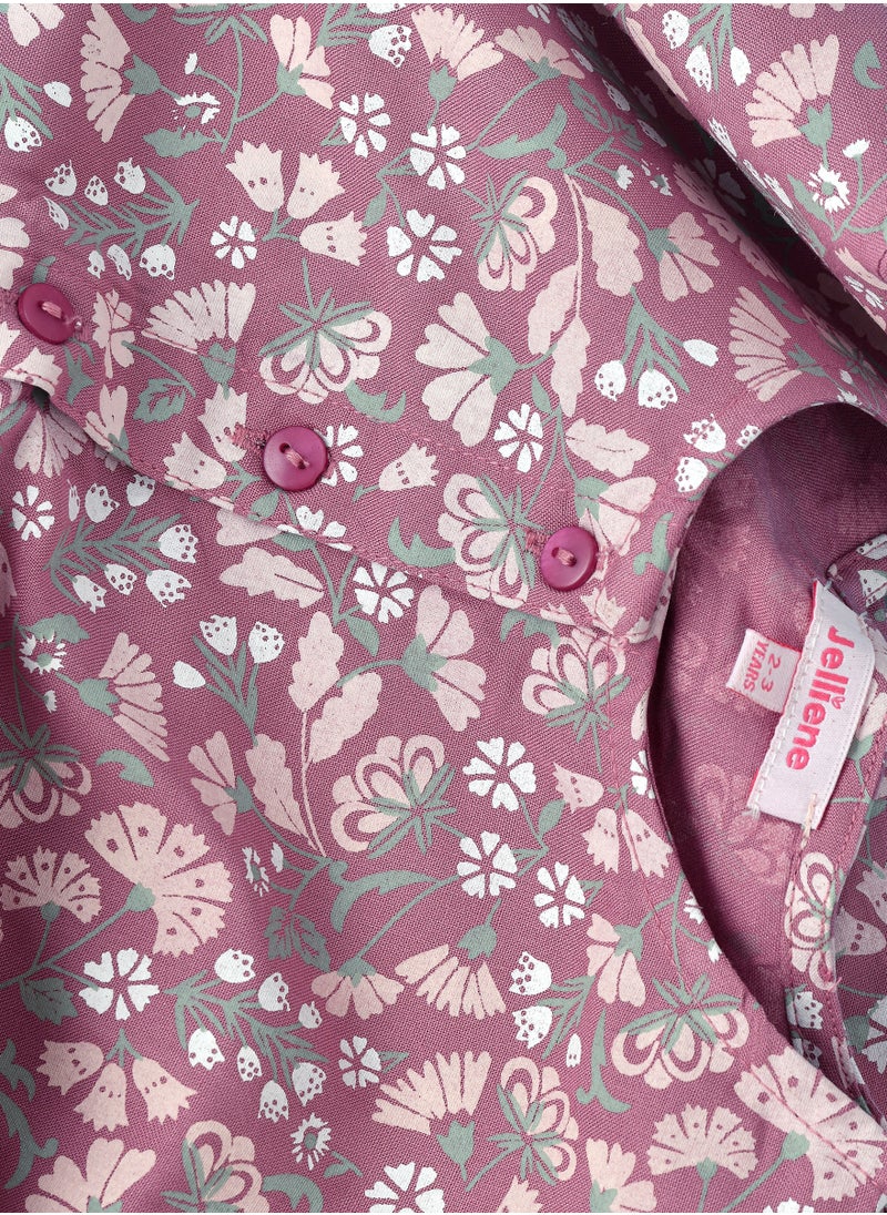 Jelliene Blooming Fun: Girls' Viscose Floral Print Jumpsuit  - Image 3