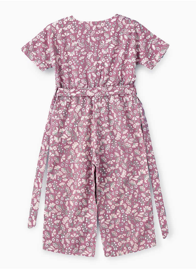 Jelliene Blooming Fun: Girls' Viscose Floral Print Jumpsuit  - Image 2
