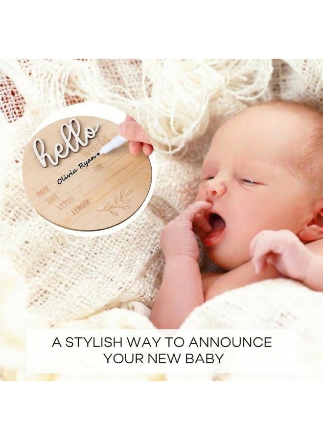 Giftacity Gender Reveal Sign for Baby Birth: 3Pcs It's A Boy Girl & Hello World Announcement Sign for Hospital - Wooden Newborn Welcome Board for New Boys and Girls - Image 4