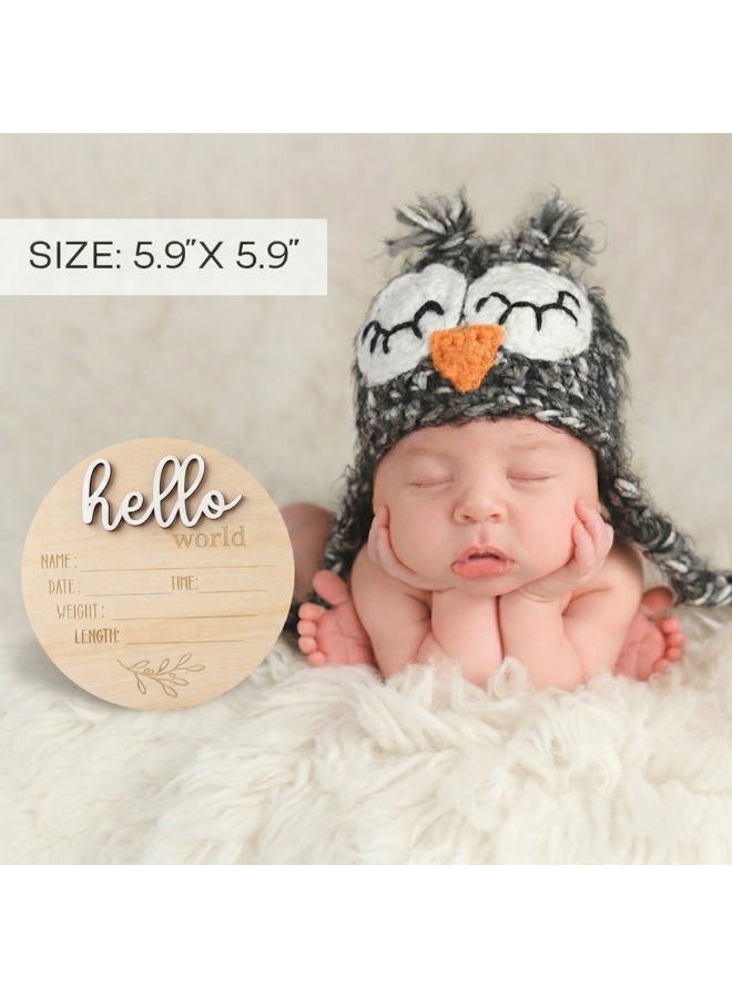 Giftacity Gender Reveal Sign for Baby Birth: 3Pcs It's A Boy Girl & Hello World Announcement Sign for Hospital - Wooden Newborn Welcome Board for New Boys and Girls - Image 5