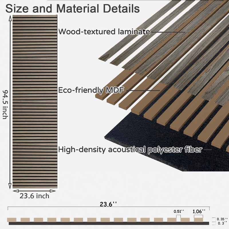 TRAIN2 ART 94.5 x 23.6 in Acoustic Wood Wall Panels,3D Flexible Soundproof Wall Panels,Wood Slat Wall Panel for Interior Wall Decor (White Oak) - Image 2