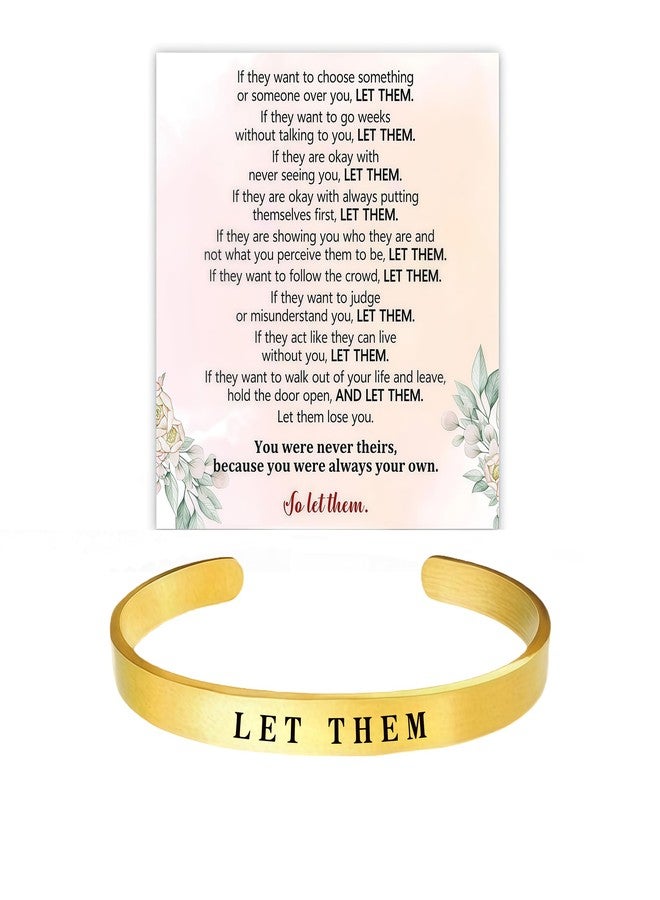 BlingNook Let Them Motivational Color Bangle, Stainless Steel Self Worth Inspirational Cuff Bracelets with Hidden Message Engraved Friendship Bracelet Jewelry Gift for Women Sorority Sisters Friends (LET THEM Gold) - Image 1