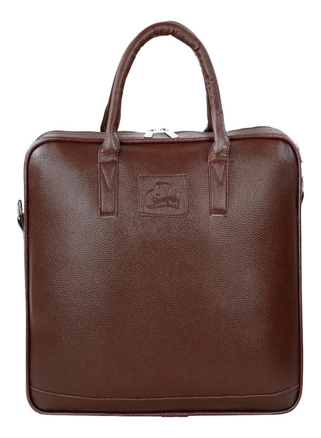 Leather World Men's Synthetic Leather 15.6 inch Briefcase Laptop Office Messenger Bag for men (light Brown) - Image 1