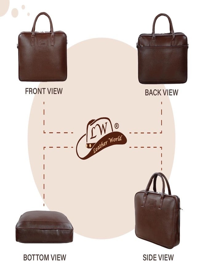 Leather World Men's Synthetic Leather 15.6 inch Briefcase Laptop Office Messenger Bag for men (light Brown) - Image 5