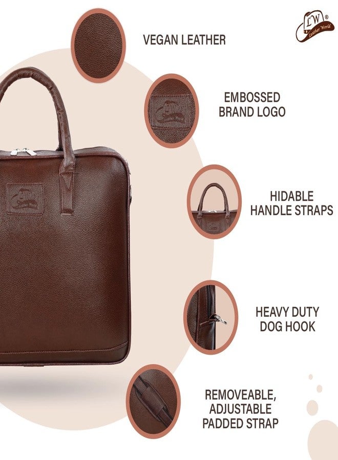 Leather World Men's Synthetic Leather 15.6 inch Briefcase Laptop Office Messenger Bag for men (light Brown) - Image 3