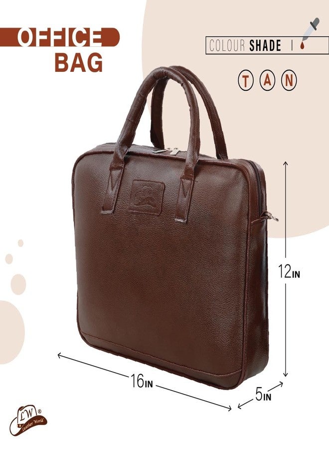 Leather World Men's Synthetic Leather 15.6 inch Briefcase Laptop Office Messenger Bag for men (light Brown) - Image 2