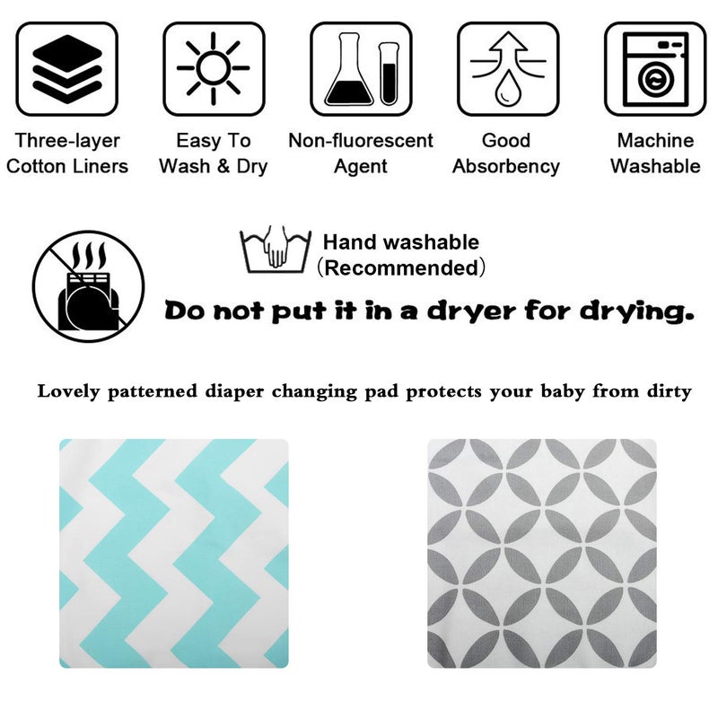 AIFUSI Portable Changing Pad, 2 Pack Baby Waterproof Diaper Changing Pad Reusable and Washable Newborn Travel Mat Station for Home Travel Outside - Image 5